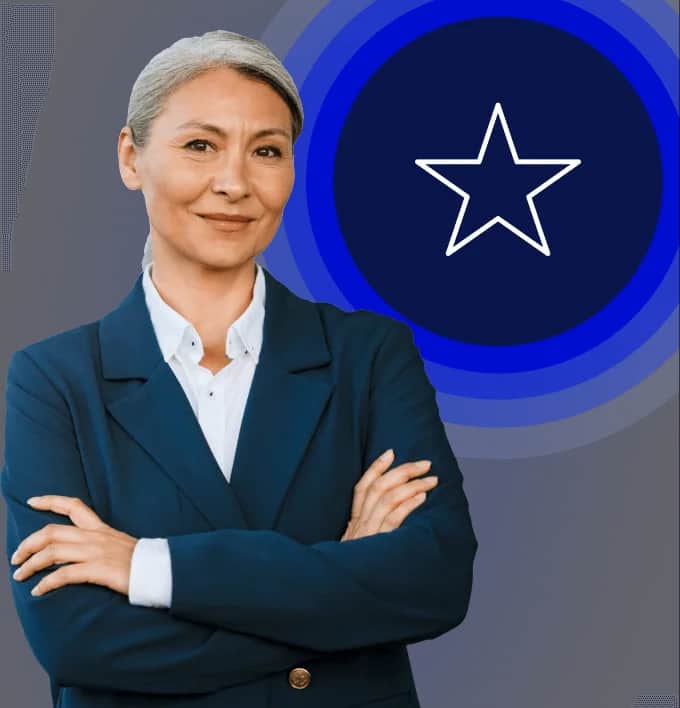 Business woman looking at camera smiling