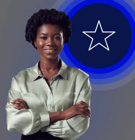 Businesswoman looking at camera smiling