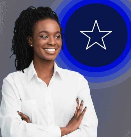 Photo of businesswoman smiling