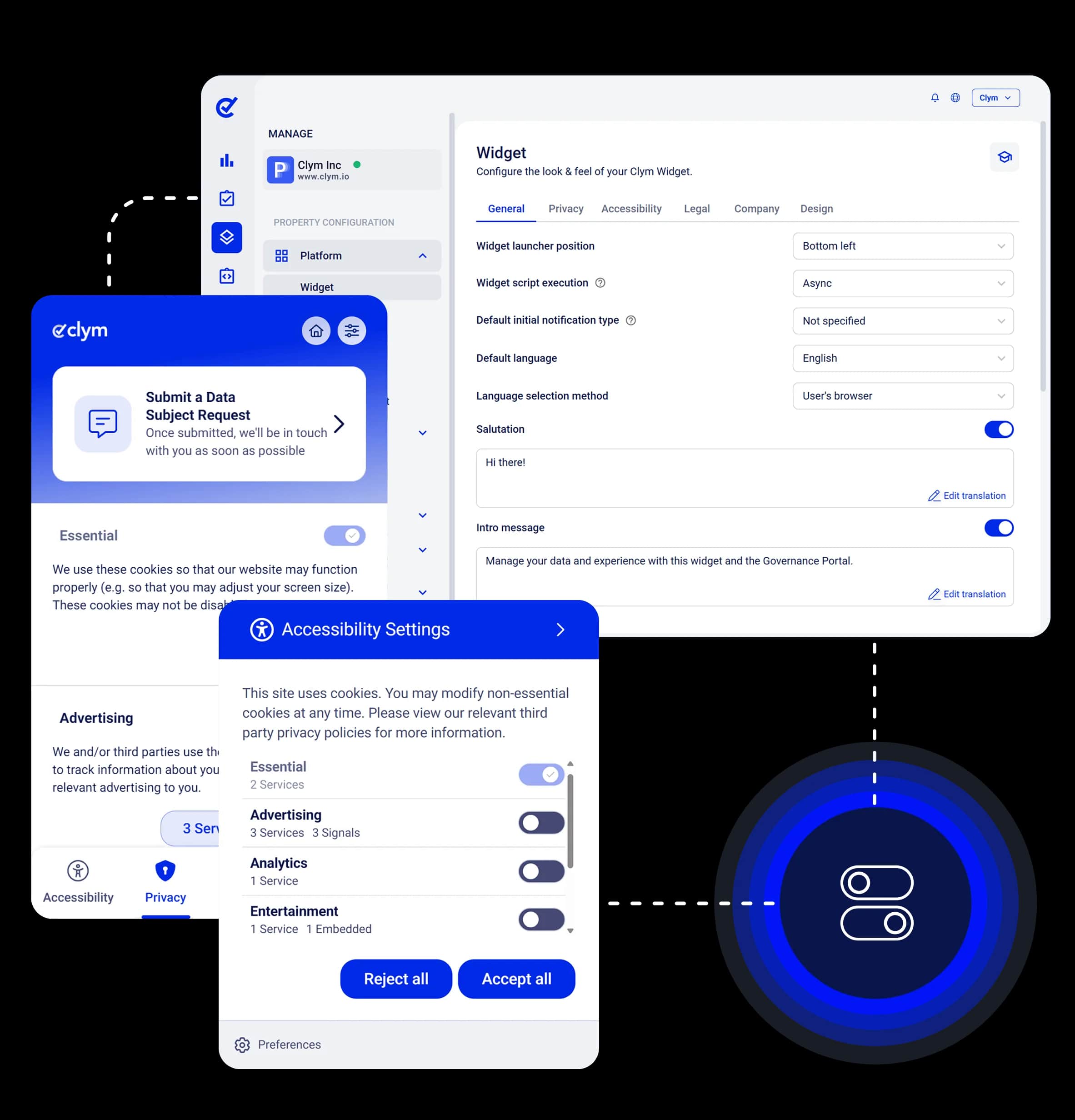 Governance Portal and Clym widget screenshot